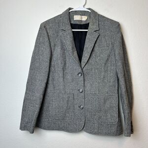 Pendleton Blazer Women’s 10 Wool Gray Tweed Virgin Wool Preppy Dark Academia